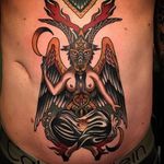 Baphomet Tattoo by Paul Dobleman #baphomet #occult #darkart #occultart #goat #satanicgoat #PaulDobleman