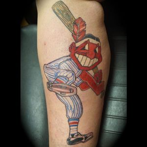 Cleveland Indians Tattoo. (via IG - therapyinktattoo) #MLB #Playoffs #Baseball #BaseballTattoo #Cleveland #Indians