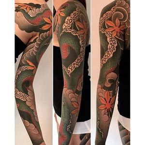 Serpent sleeves by Diau Bo. #DiauBo #oriental #traditional #japanese #traditionaljapanese #snake #serpent