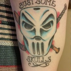 Casey Jones tattoo by Jake Shalhoub. #JakeShalhoub #caseyjones #caseyjonestattoo #TeenageMutantNinjaTurtles #tmnttattoo