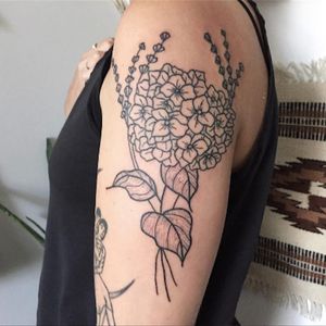 Hydrangea via instagram tealeigh #hydrangea #flower #flora #handpoke #stickandpoke #tealeigh