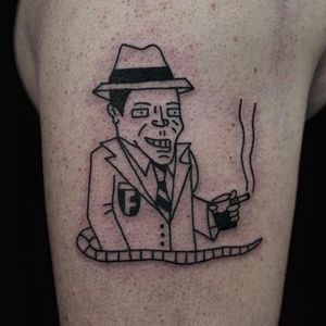 Smoking Mafia Tattoo by Jack Watts @Tattoosforyourenemies #Tattoosforyourenemies #sangbleu #london #black #blackwork #traditional