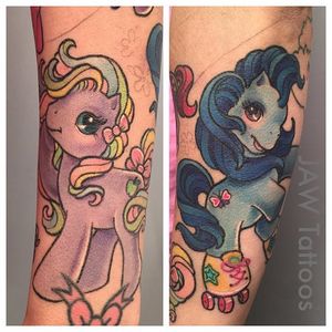 My Little Pony tattoos by Jessica White. #JessicaWhite #mylittlepony #pony #girly #cute #childhood