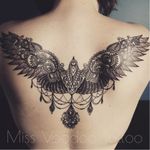 Bird tattoo by Miss Voodoo #MissVoodoo #ornamental #lace #mehndi #chandelier #feather #bird #wings