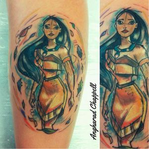 Pocahontas tattoo, on my leg! By Angharad Chappell #AngharadChappell #Disney #Pocahontas