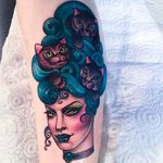 Cat Lady Tattoo by Hannah Flowers @Hannahflowers_tattoos #Hannahflowerstattoos #girl #woman #lady #girltattoo #ladytattoo #Inkslavetattoos #catlady #catwoman #catgirl #cat #portrait