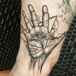 Hand tattoo by Ergo Nomik #ErgoNomik #blackwork #hand #eyetattoo