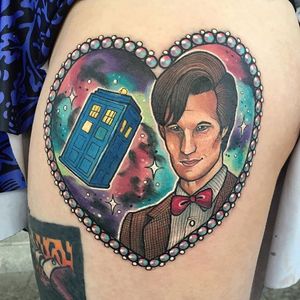 Doctor Who Tattoo by Ashley Luka #doctorwho #doctorwho #neotraditional #neotraditionaltattoo #neotraditionaltattoos #colorfultattoos #brighttattoos #AshleyLuka