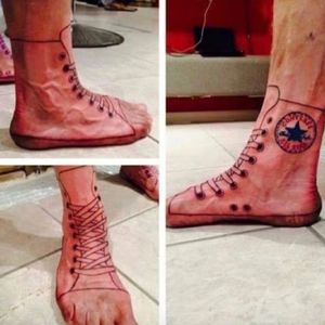 Funny Tattoos: I'll Wear Converse Forever #funnytattoos #fail #bad #converse #shoes #logo