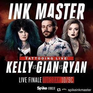 The promotional image for Ink Master's live finale on Spike TV.  #GianKarleCruz #InkMaster #KellyDoty #RyanAshleyMalarkey