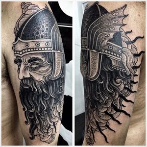 Viking Tattoo by Tim Beijsens #viking #vikingtattoo #blackwork #blackworktattoo #blackworktattoos #dark #darktattoo #darktattoos #blackink #blackinktattoo #blackworkartist #TimBeijsens