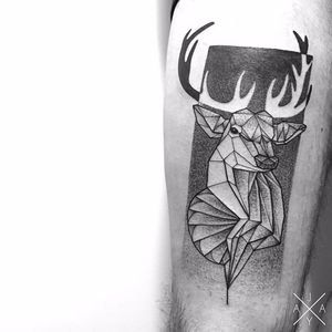 Stag tattoo by Jaya Suartika #dotwork #stag #deer #geometric #geometry #Jaya Suartika