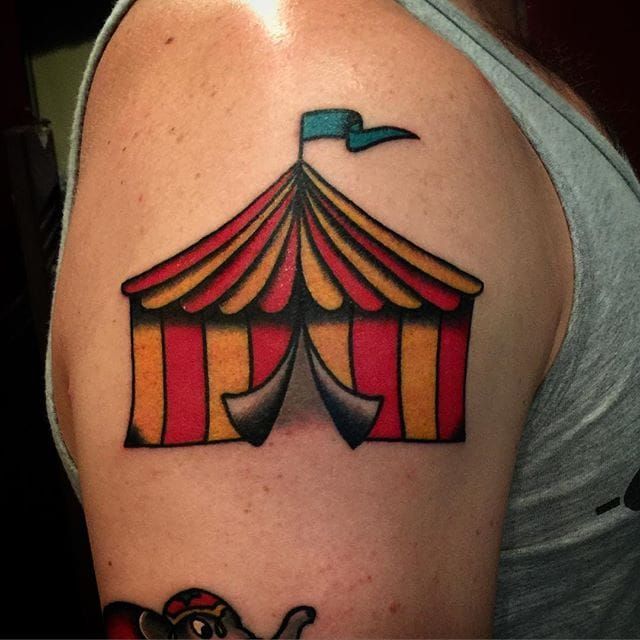 Circus Tent Hip Tattoo