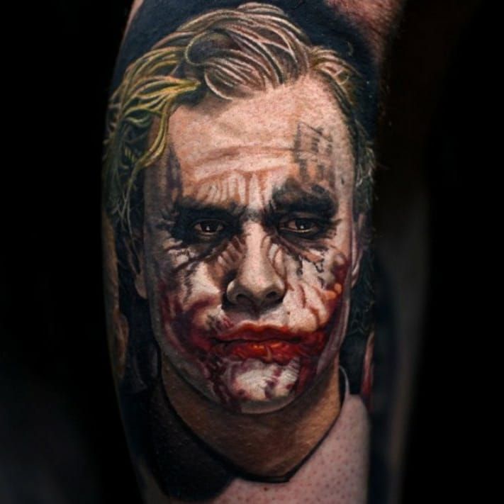 Joker Tattoo Heath Ledger Edition uploaded by our friends from  garotasnerds     joker batman jokertat  Joker tattoo design Joker  tattoo Tattoo designs