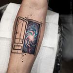 Door to the galaxy tattoo by Felipe Rodriguez. #FelipeRodriguez #door #galaxy #universe #brazil #brazilian #sketch #watercolor