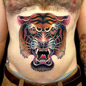 Tiger by Phil Hatchet (via IG-philhatchetyau) #traditional #cats #Cattoo #color #PhilHatchetyau