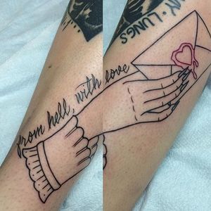 Aiden tattoo by Bobby Bosak. #band #music #lyrics #aiden #letter