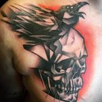 Three eyed raven knows all. Tattoo by Josh Peacock. (Via IG - joshpeacock_obe1) #JoshPeacock #watercolor #graffiti #illustrative