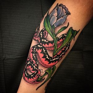 Snake Tattoo by Scott Garitson #snake #snaketattoo #neotraditional #neotraditionaltattoo #traditionaltattoo #traditional #boldtattoos #ScottGaritson
