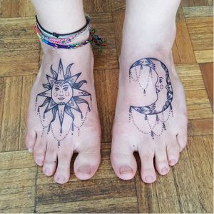 Sun and moon tattoos #ZoeFraser #TheTattooedArms #sun #moon