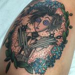 Coraline - Edward Scissorhands tattoo mash-up by Chelsey Hamilton. #neotraditional #ChelseyHamilton #Coraline #TimBurton #EdwardScissorhands #snowflake