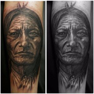 Sitting Bull Tattoo by Daniel Gray #SittingBull #NativeAmerican #Portrait #DanielGray