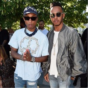 Pharrell Williams and Lewis Hamilton, Photo: Getty Images #tattooedcelebrity #celebrity #fashion #parisfashionweek #pharrellwilliams #style