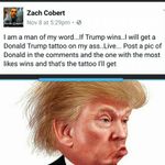 Zach Cobert's post about getting a Trump tattoo. #DonaldTrump #ZachCobert #President #PresidentTrump