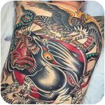 In progress. @greggletron #tattoodo #panther #dragon #eagle #snake #battleroyale #color #traditional #greggletron
