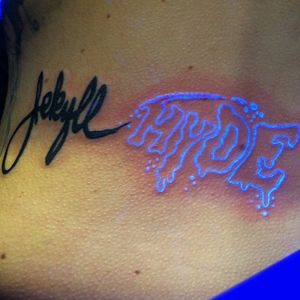 Jekyll and Hyde UV tattoo by Mike Falcigno #UV #JekyllandHyde #MikeFalcigno