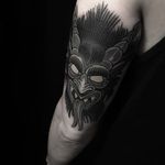 Blackwork devil tattoo by Angel Serrano. #AngelSerrano #blackwork #devil #demon #dark #evil #demonic