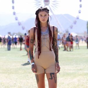 Tattooed festivalgoer Monroe Gallatin photo Rachel Murray, Getty Images for Coachella #coachella #festival #tattoostyle #fashion #tattooedgirl