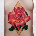 Rose by Roza #Roza #realism #realistic #hyperrealism #rose #color #flower #leaves #nature #floral #shape #diamond #tattoooftheday