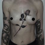 Rose tattoo by Kane Trubenbacher. #rose #blackandgrey #longstemmedrose #KaneTrubenbacher