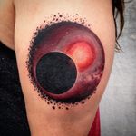 A composite tattoo of exoplanet Proxima B by Brandi Smart (IG--smartbranditattoos). #BrandiSmart #JonathanStrickalnd #JWST #MaggieMasetti #NASA #space #telescope