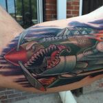 Warhawk Tattoo by Jared Rice #warhawk #p40 #plane #traditional #JaredRice