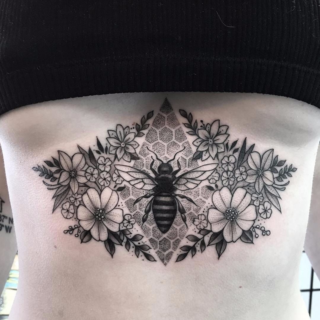 Body Art Tattoo  Flowers and a bee tattoo by ryanmallorytattoo   bodyartvt bee bumble bumblebees bumblebee beetattoo flowers flower  flowertattoo stipple stippling stipplingtattoo pointillism  blackandgreytattoo blackandgrey tattoo 