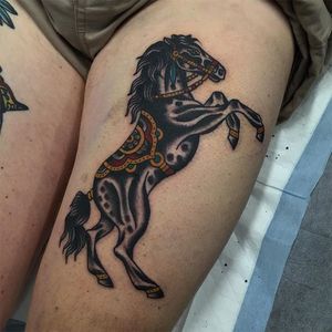 Horse Tattoo by Capilli Tupou #horse #horsetattoo #traditionalhorse #traditional #traditionaltattoo #classictattoo #classictattoos #oldschool #traditionalartist #CapilliTupou