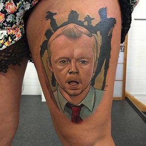 Shaun of the Dead Tattoo by Dan Molloy #ShaunoftheDead #SimonPegg #ZombieFilm #Movies #DanMolloy