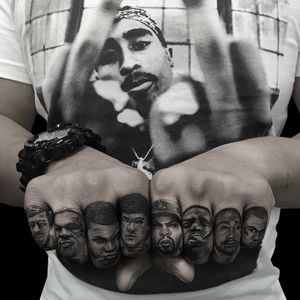 Heroes by Ronstagram aka Ronstoppable aka Ron #ronstagram #ron #blackandgrey #realism #realistic #portrait #mini #small #face #MikeTyson #MuhammadAli #BruceLee #IceCube #TheNotoriousBIG #Tupac #music #tattoooftheday