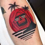 One of Frankie Caraccioli's Death in Paradise tattoos (IG—death_cloak). #DeathinParadise #FrankieCaracciolo #GrimReaper #reaper #traditional