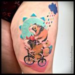 Por Amanda Chanfreau #AmandaChanfreau #gringa #colorida #colorful #funny #divertida #hamster #bike #bicicleta #cloud #nuvem #rain #chuva #geometric #geometrica