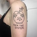 Fuck the system tattoo by Magic Rosa. #themagicrosa #MagicRosa #ignorant #linework #bold #witty