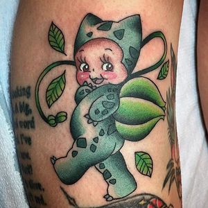 Bulbasaur Kewpie tattoo by Brynn Sladky. #pokemon #kewpie #cute #doll #baby #adorable