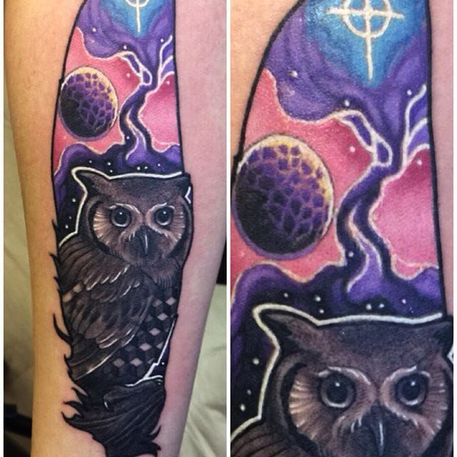 Japanese Cosmic Owl Tattoo Idea  BlackInk