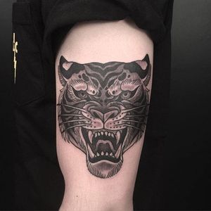 Tiger Tattoo by Alex Snelgrove #blackwork #blackink #linework #blacktattoos #AlexSnelgrove #tiger #animal