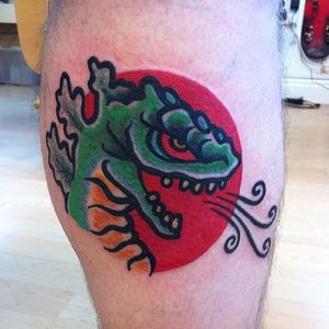 Godzilla tattoo by Iva Jones. #Godzilla #japanese #monster #movie #bold #ivajones