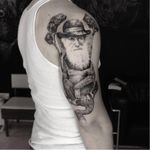 Darwin tattoo by Otto D'Ambra #OttoDAmbra #surreal #engraving #blackwork #darwin