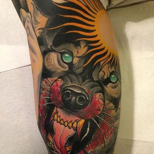 Tatuaje de lobo por Håkan Hävermark