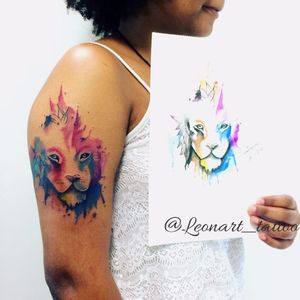 Leão em aquarela por Mariana Silva! #MarianaSilva #tatuadorasbrasileiras #lion #leão #watercolor #aquarela